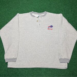 Vintage 90s Buffalo Bills Crewneck, Henley Sweatshirt, Football NFL (Medium)
